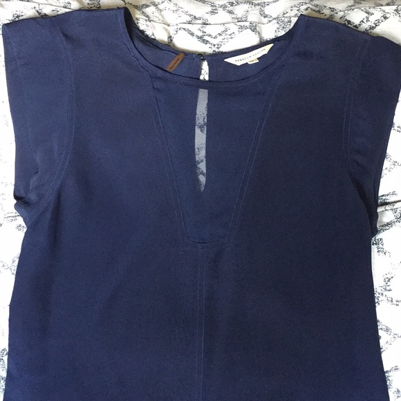 Rebecca Taylor navy silk sleeveless top - Picture 4 of 6